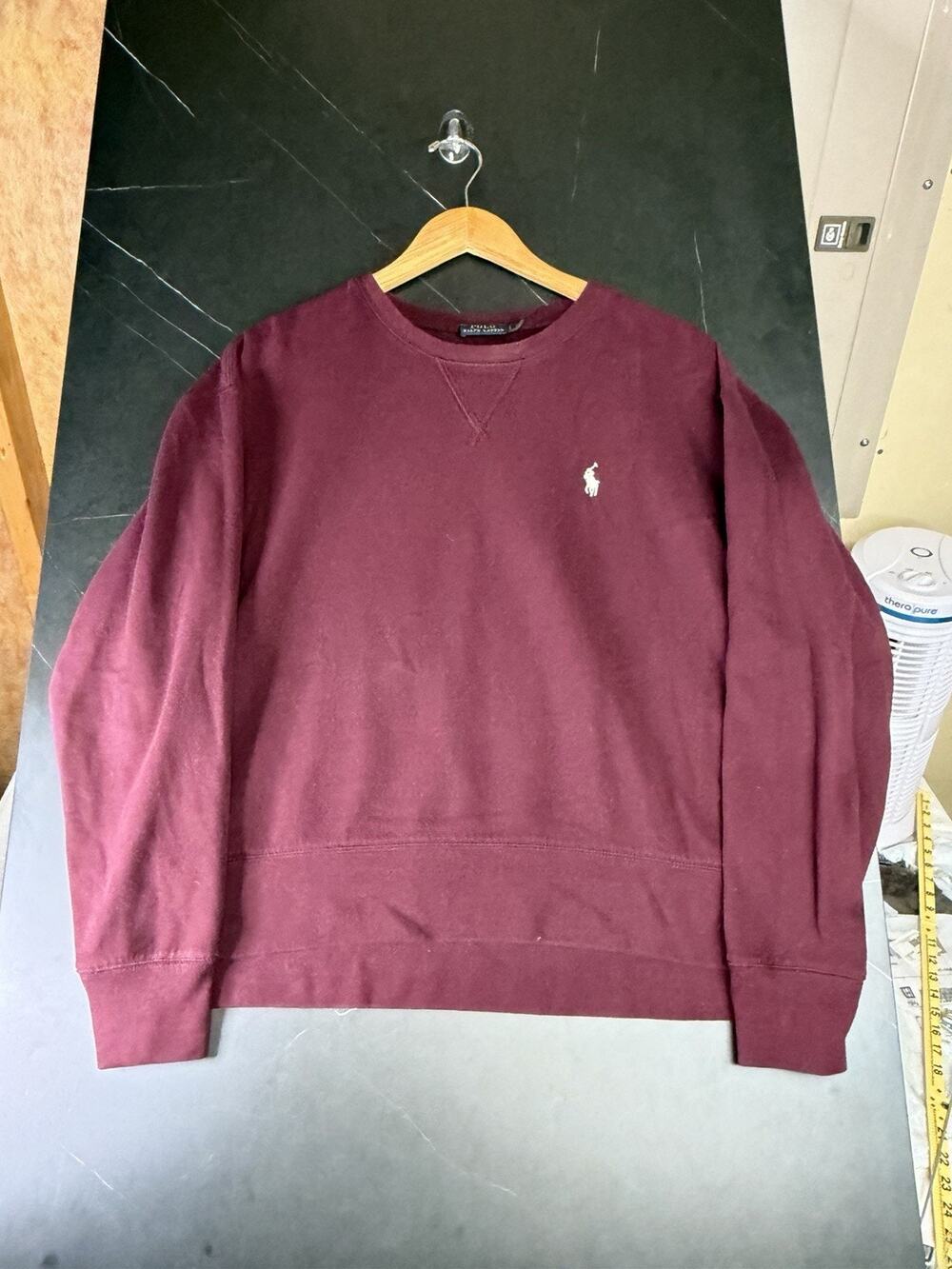 Polo Ralph Lauren Sweatshirt Men’s L Burgundy Crewneck Pony Logo Fleece Pullover